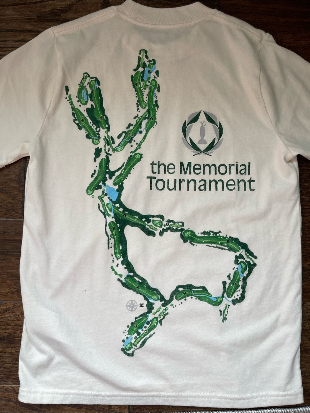 abercrombie kids White Tee with Green Memorial Tournament Graphic